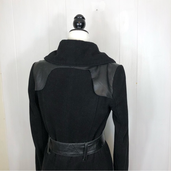 Gezipani Wool/Leather Belted Trench Jacket Sz S - Picture 8 of 13